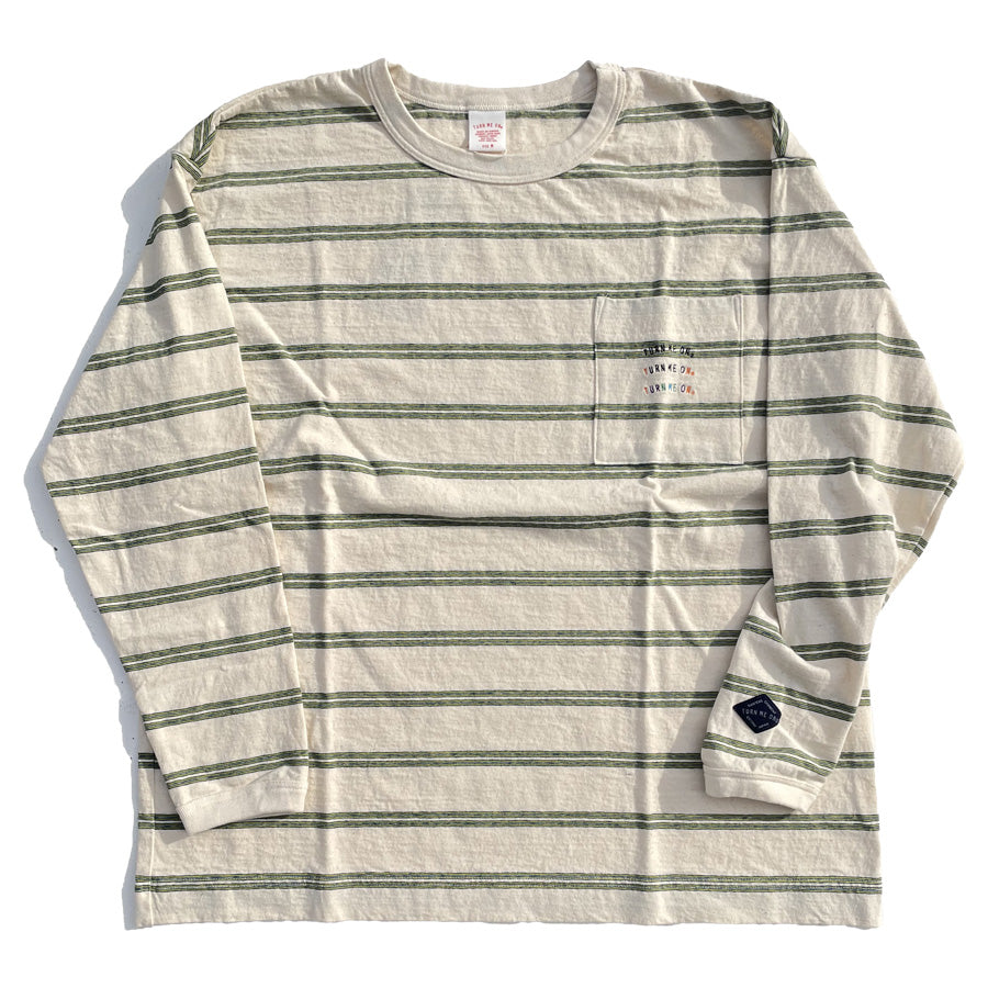 TURN ME ON(ターンミーオン)  / 長袖Tシャツ ロンT / レトロボーダーLS TEE - OFF WHITE / 126-612 / メンズ