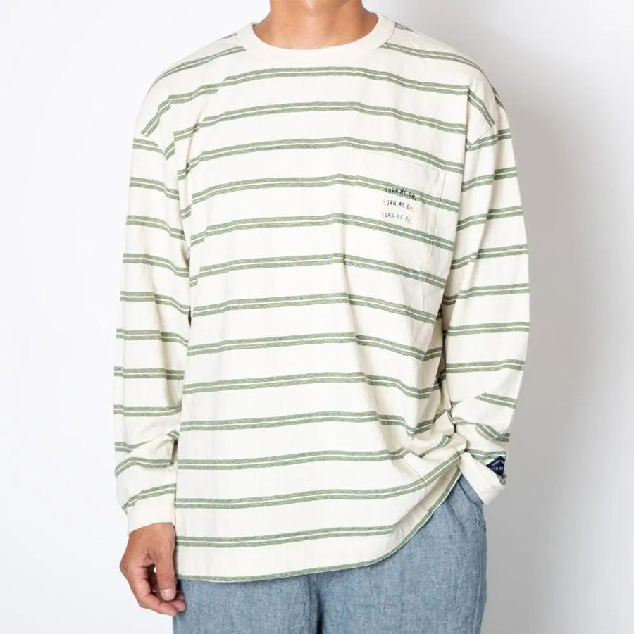 TURN ME ON(ターンミーオン)  / 長袖Tシャツ ロンT / レトロボーダーLS TEE - OFF WHITE / 126-612 / メンズ
