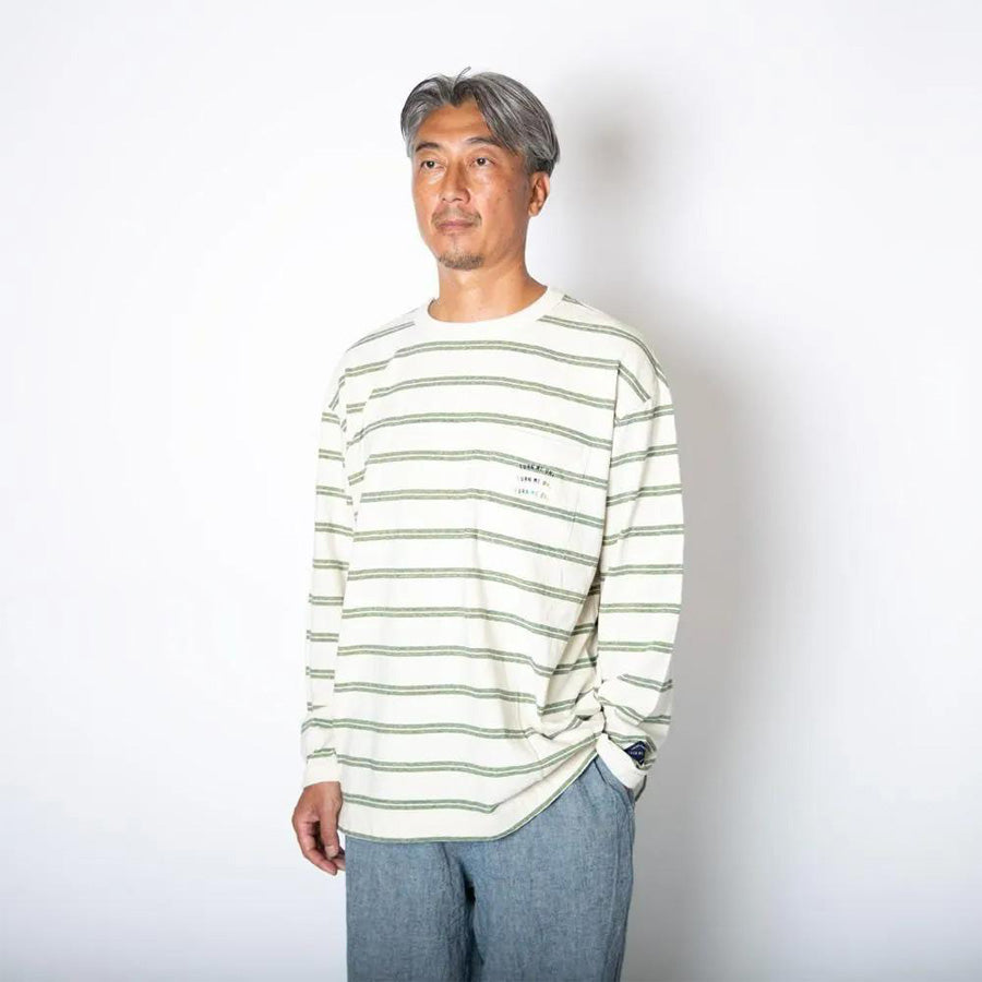 TURN ME ON(ターンミーオン)  / 長袖Tシャツ ロンT / レトロボーダーLS TEE - OFF WHITE / 126-612 / メンズ