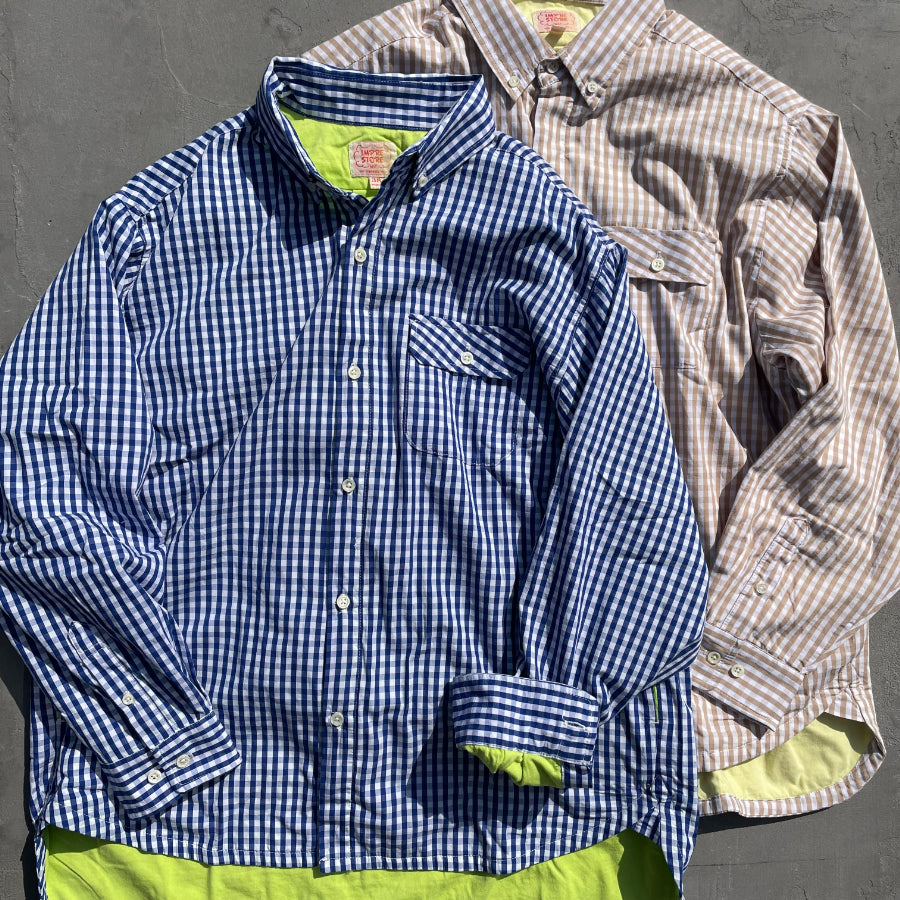 IMPRESTORE (インプレストア) / 裏地付き ギンガムチェックシャツ / GINGHAM CHECK BD SHIRTS WITH LINING - BLUE /メンズ