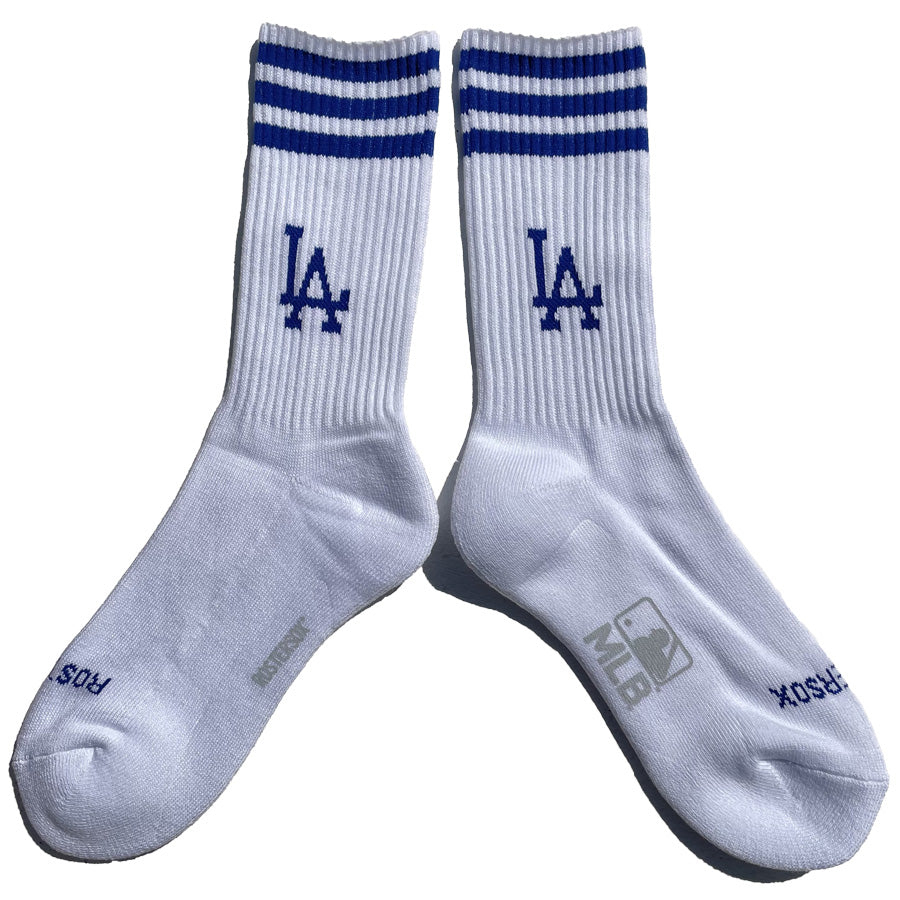 ROSTER SOX(ロスターソックス) x MLB / 靴下 クルーソックス  / MLB LINE SOCKS - WHITE / MLB-193-Dodgers / メンズ レディース ドジャース  LA