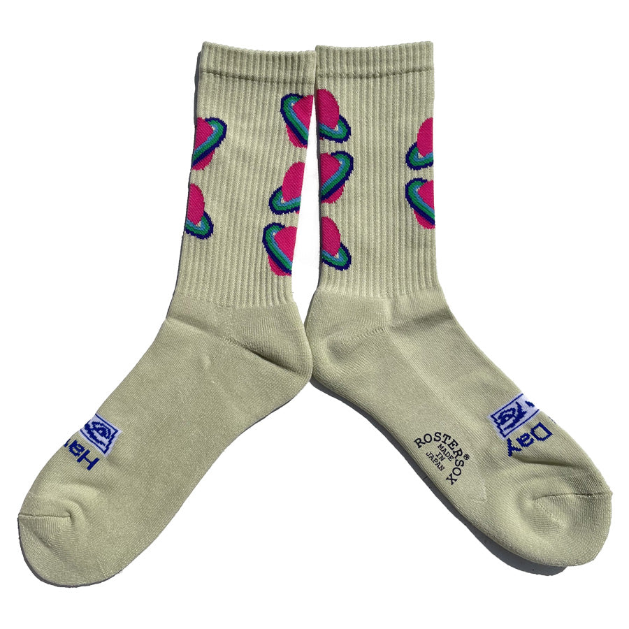 ROSTER SOX(ロスターソックス) / 靴下 クルーソックス 宇宙  / GALAXY - GREEN / RS-484 / メンズ レディース