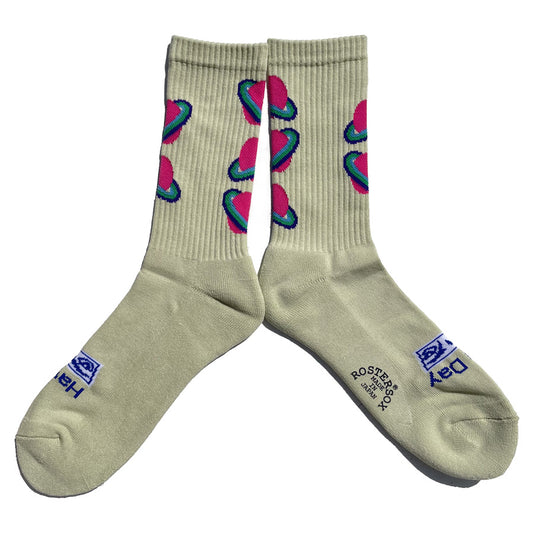 ROSTER SOX(ロスターソックス) / 靴下 クルーソックス 宇宙  / GALAXY - GREEN / RS-484 / メンズ レディース