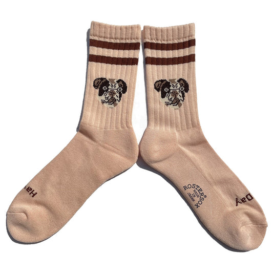 ROSTER SOX(ロスターソックス) / 靴下 クルーソックス   / DOG - ORANGE / RS-489 / メンズ レディース 犬 イヌ ラインソックス