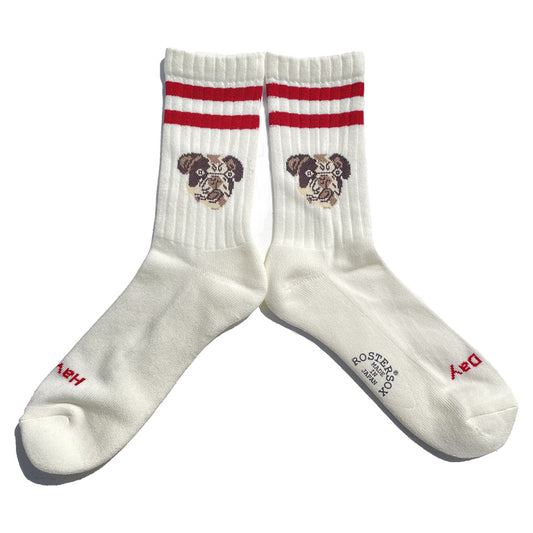ROSTER SOX(ロスターソックス) / 靴下 クルーソックス   / DOG - WHITE / RS-489 / メンズ レディース 犬 イヌ ラインソックス
