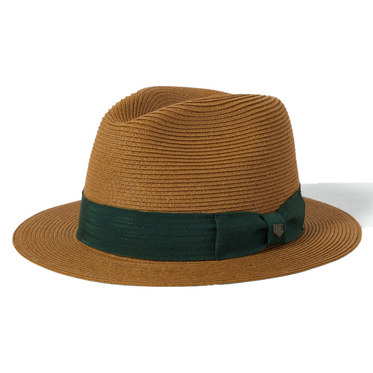 BRIXTON ( ブリクストン ) / パッカブル ストローハット 帽子 / ROMA STRAW PACKABLE FEDORA - DARK TAN x PRIMAL GREEN / 12008 - DKTPG