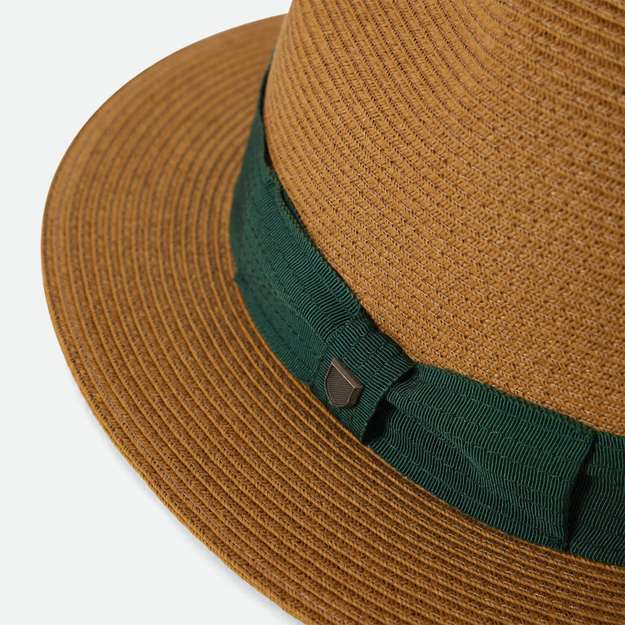 BRIXTON ( ブリクストン ) / パッカブル ストローハット 帽子 / ROMA STRAW PACKABLE FEDORA - DARK TAN x PRIMAL GREEN / 12008 - DKTPG
