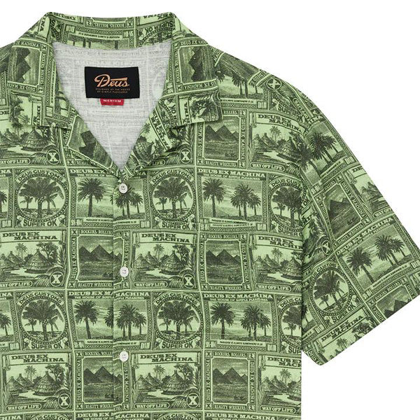 DEUS EX MACHINA ( デウスエクスマキナ ) / 半袖 オープンカラーシャツ / MAIL-MAN SHIRT - GREEN / D261MSH331