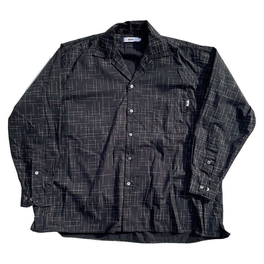 WAX(ワックス)  / 長袖オープンカラーシャツ / FADE  CHECK OPEN SHIRTS - BLACK / WX-0495 / メンズ THM 日本製