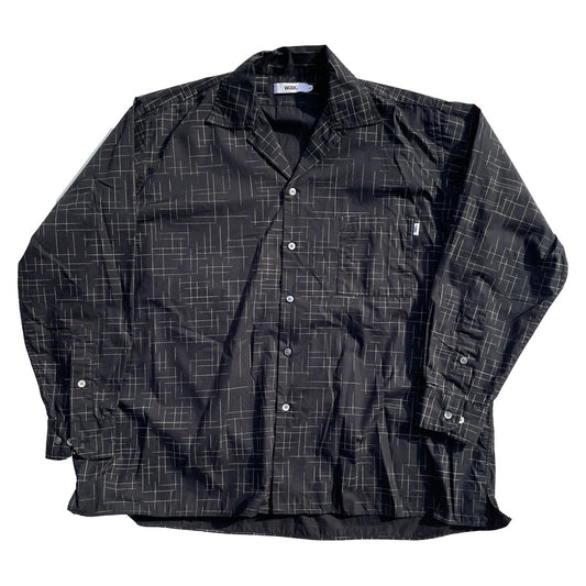 WAX(ワックス)  / 長袖オープンカラーシャツ / FADE  CHECK OPEN SHIRTS - BLACK / WX-0495 / メンズ THM 日本製