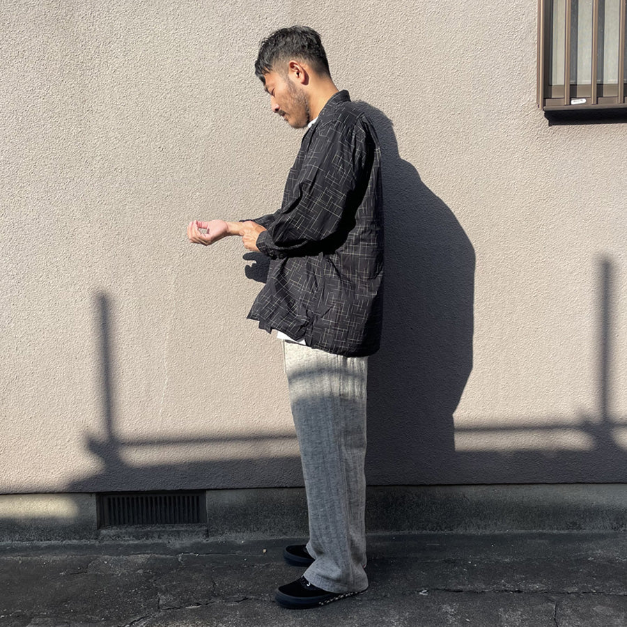 WAX(ワックス)  / 長袖オープンカラーシャツ / FADE  CHECK OPEN SHIRTS - BLACK / WX-0495 / メンズ THM 日本製