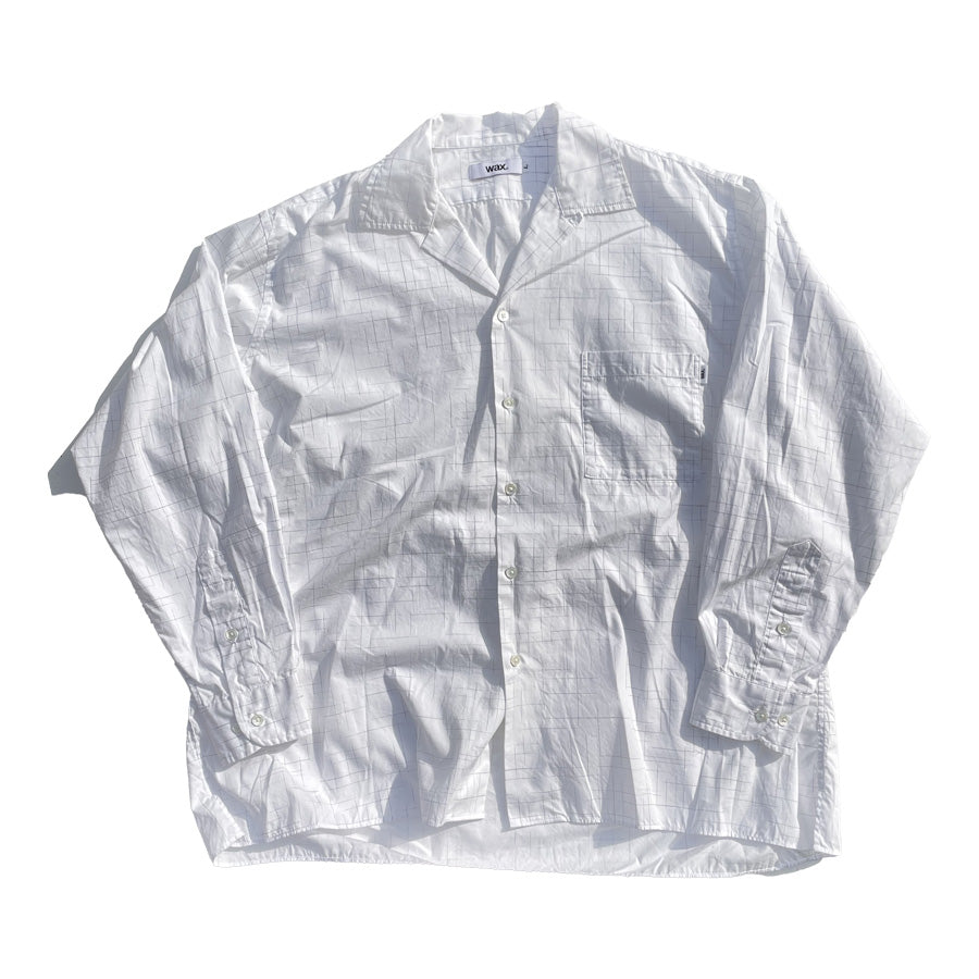 WAX(ワックス)  / 長袖オープンカラーシャツ / FADE  CHECK OPEN SHIRTS - WHITE / WX-0495 / メンズ THM 日本製