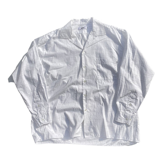 WAX(ワックス)  / 長袖オープンカラーシャツ / FADE  CHECK OPEN SHIRTS - WHITE / WX-0495 / メンズ THM 日本製