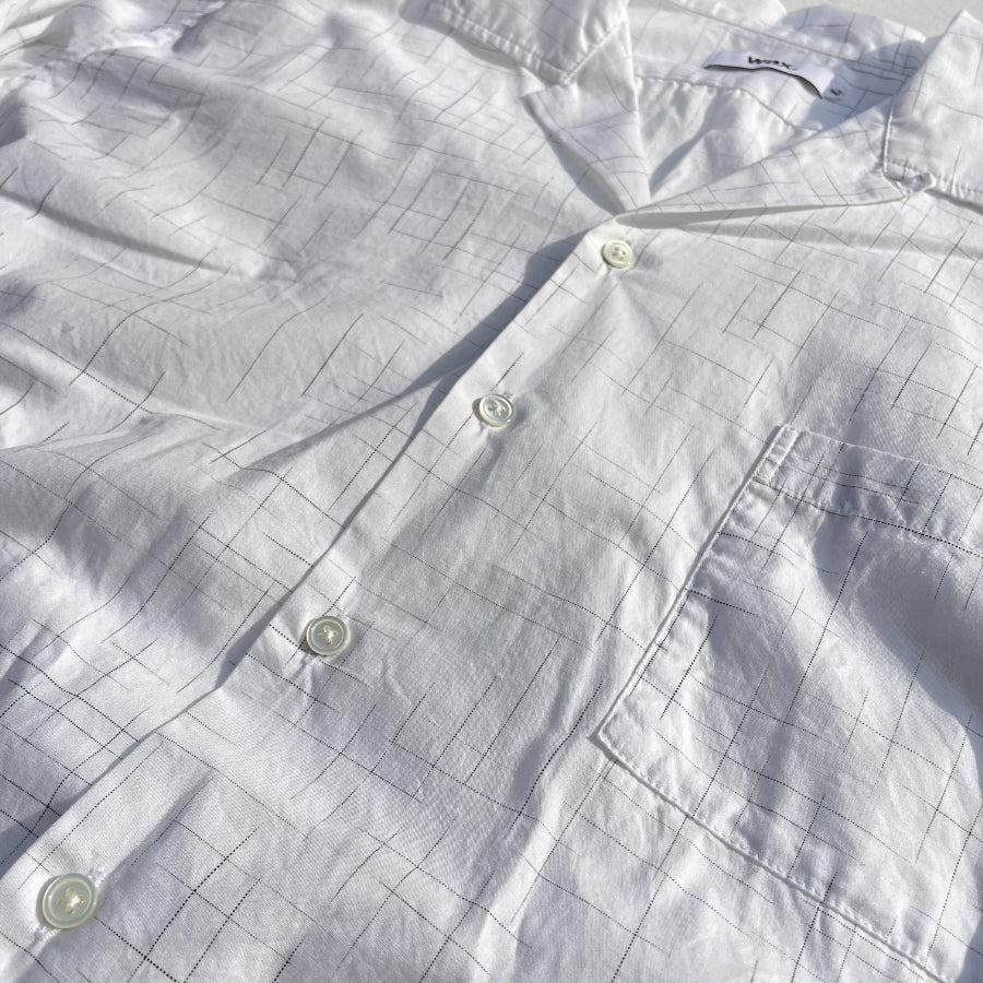 WAX(ワックス)  / 長袖オープンカラーシャツ / FADE  CHECK OPEN SHIRTS - WHITE / WX-0495 / メンズ THM 日本製