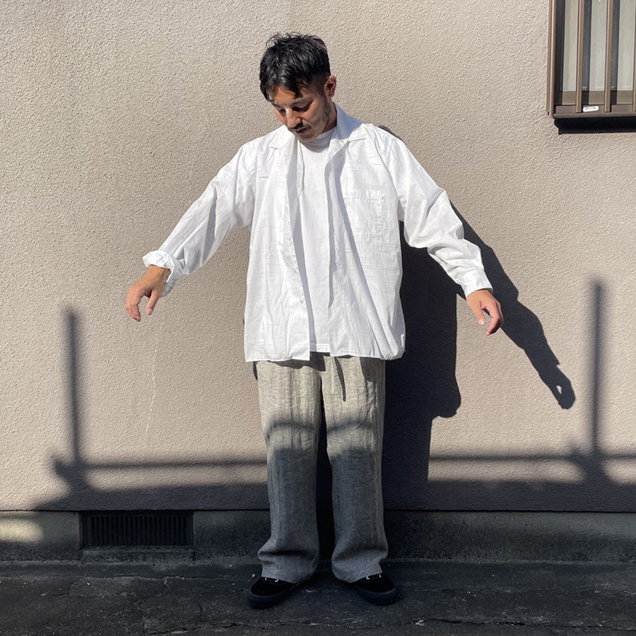 WAX(ワックス)  / 長袖オープンカラーシャツ / FADE  CHECK OPEN SHIRTS - WHITE / WX-0495 / メンズ THM 日本製