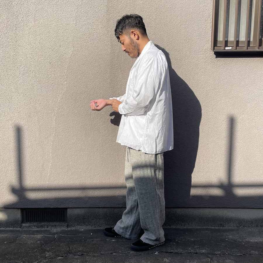 WAX(ワックス)  / 長袖オープンカラーシャツ / FADE  CHECK OPEN SHIRTS - WHITE / WX-0495 / メンズ THM 日本製