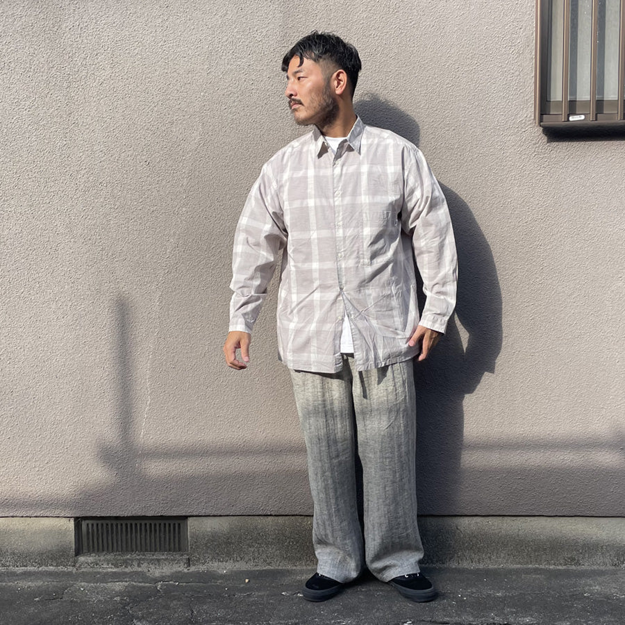 WAX(ワックス)  / 長袖チェックシャツ /  CHECK SHIRTS - GRAY / WX-0496 / メンズ THM 日本製