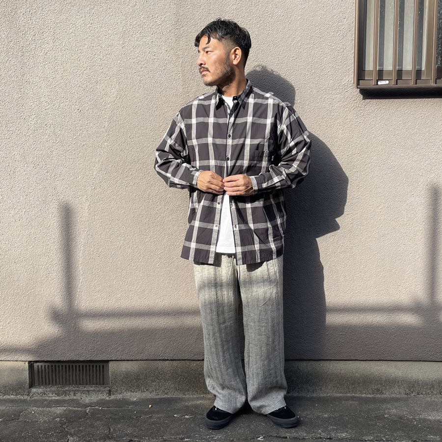 WAX(ワックス)  / 長袖チェックシャツ /  CHECK SHIRTS - BLACK / WX-0496 / メンズ THM 日本製