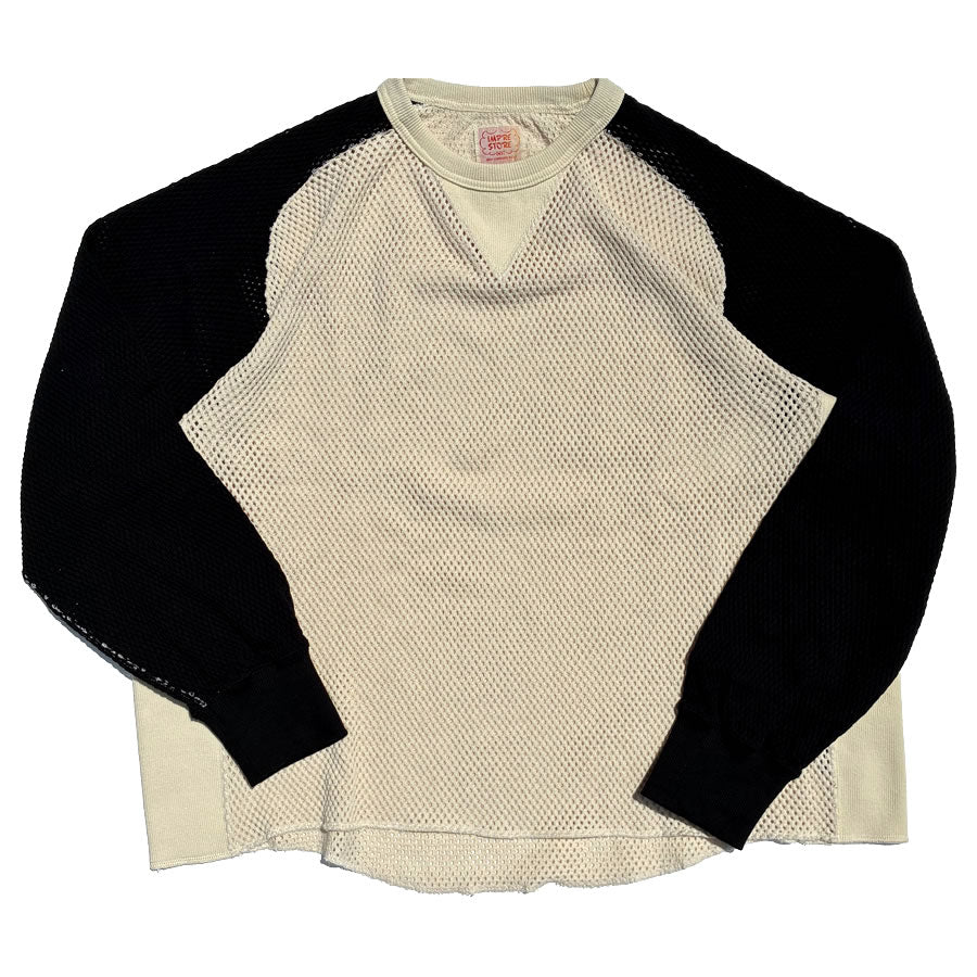 IMPRESTORE (インプレストア) / 長袖 コットンメッシュ ロンT /  Mesh Feedom Long T -  Natural x Black / CZ-ImSt-393 - Ruker / メンズ