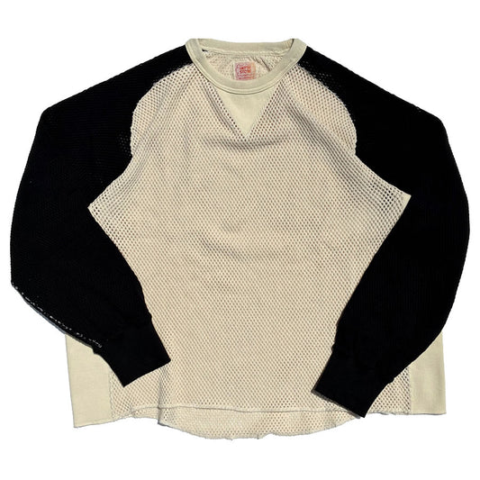 IMPRESTORE (インプレストア) / 長袖 コットンメッシュ ロンT /  Mesh Feedom Long T -  Natural x Black / CZ-ImSt-393 - Ruker / メンズ