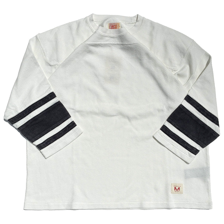 IMPRESTORE (インプレストア) / コットンメッシュ 七分袖Tシャツ /  Football 3/4sleeves with Sleeve Lines -  Faded Ivoly / CZ-ImSt-386 -  Bull-mesh t-cloth V.D / メンズ