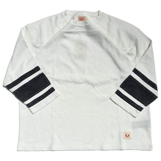 IMPRESTORE (インプレストア) / コットンメッシュ 七分袖Tシャツ /  Football 3/4sleeves with Sleeve Lines -  Faded Ivoly / CZ-ImSt-386 -  Bull-mesh t-cloth V.D / メンズ