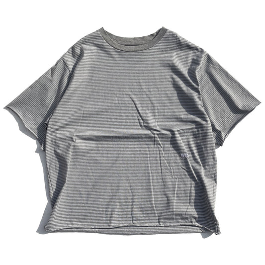 WAX(ワックス) / 半袖カットオフTシャツ / Pin stripe cut off tee - GRAY / WX-0505 / メンズ THM