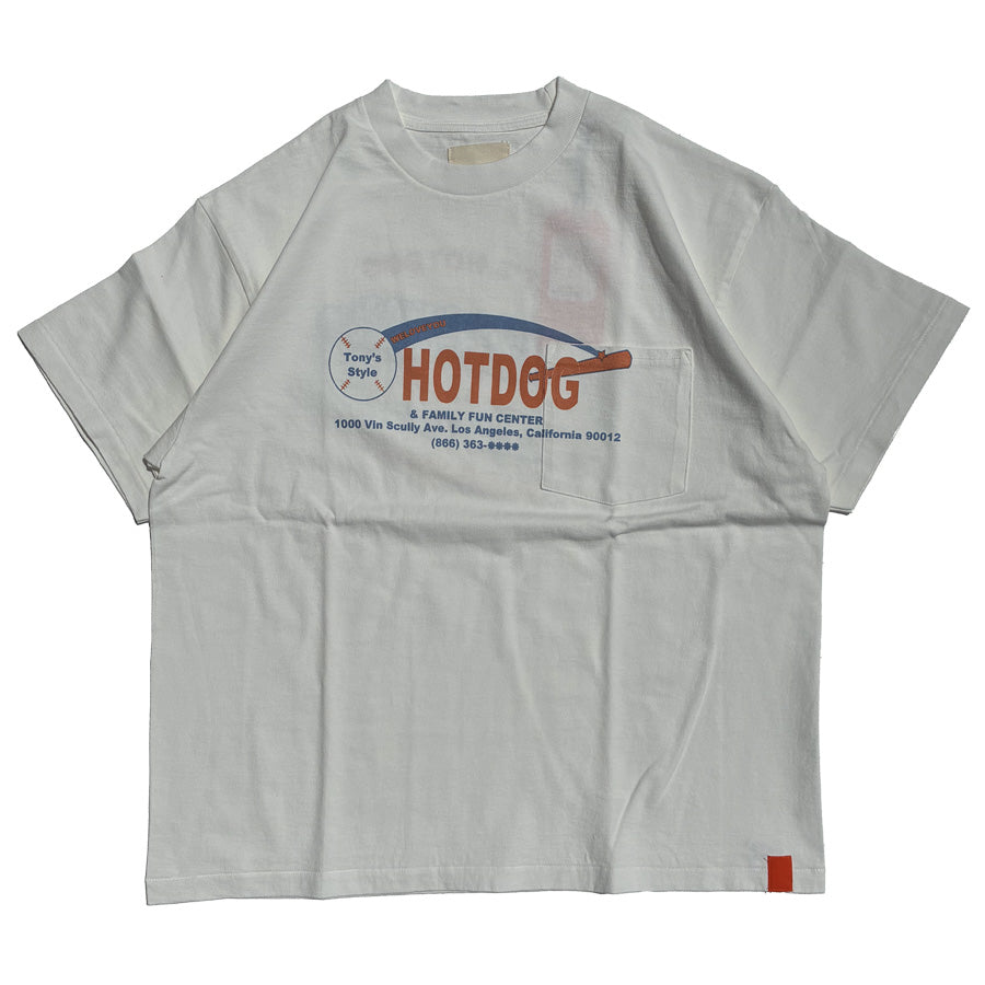 Tony Taizsun(トニー タイズサン) / 半袖シャツ Tシャツ / HOT DOG "渾身" POCKET TEE - WHITE / 26SS-018 / メンズ