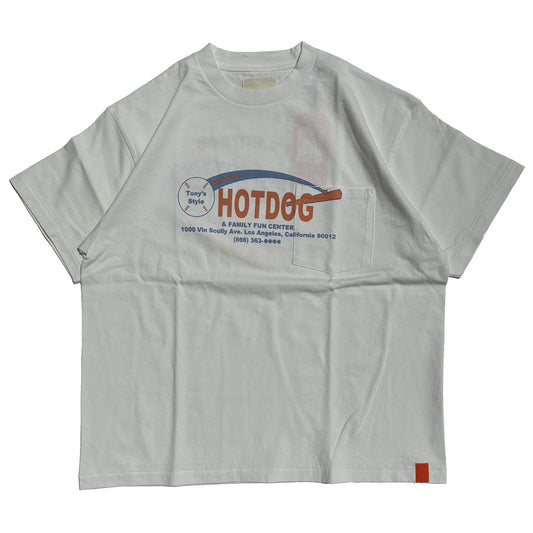 Tony Taizsun(トニー タイズサン) / 半袖シャツ Tシャツ / HOT DOG "渾身" POCKET TEE - WHITE / 26SS-018 / メンズ