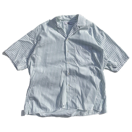WAX(ワックス)  / 半袖オープンカラーシャツ / Stripe open shirts - GREEN / WX-0503 / メンズ THM 日本製