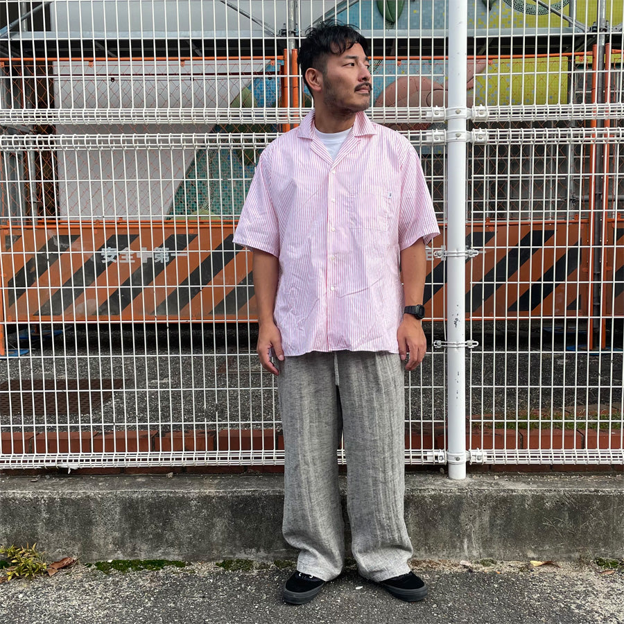 WAX(ワックス)  / 半袖オープンカラーシャツ / Stripe open shirts - RED / WX-0503 / メンズ THM 日本製