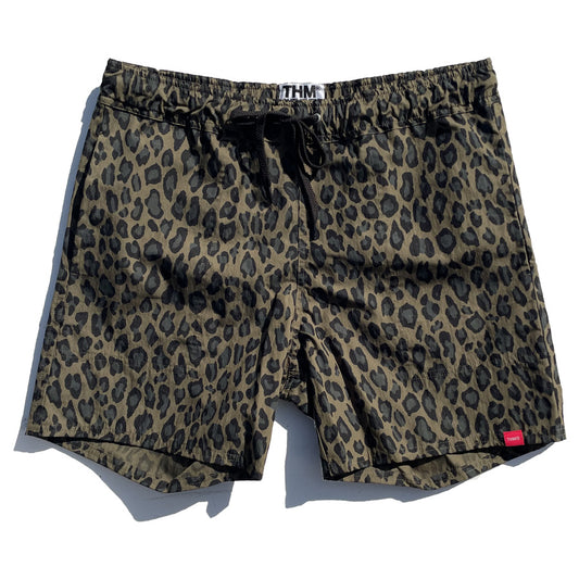 THE HARD MAN(ザハードマン)/ ヒョウ柄 レオパード 街履きボードショーツ /  Leopard shorts- Khaki / THM-0702 / メンズ  WAX