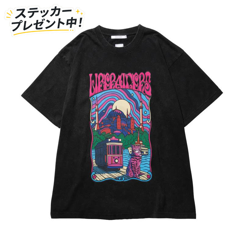 LIBERAIDERS(リベレイダース) / 半袖 Tシャツ / PSYCHEDELIC CITY TEE - BLACK / 736182601/ メンズ