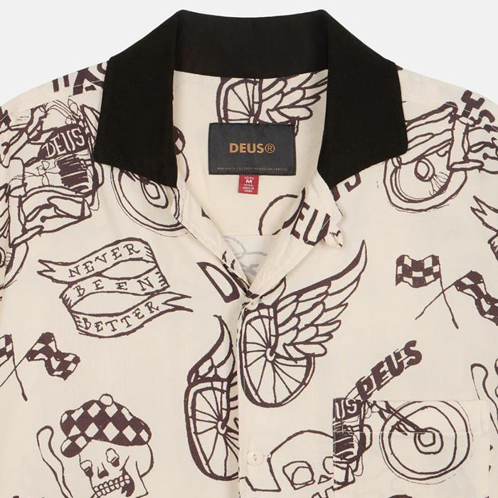 DEUS EX MACHINA ( デウスエクスマキナ ) / 半袖 オープンカラーシャツ / DOODLE SS SHIRT - IVORY / D261USH220