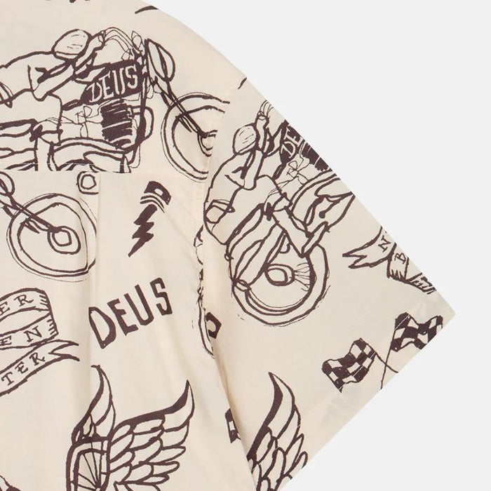 DEUS EX MACHINA ( デウスエクスマキナ ) / 半袖 オープンカラーシャツ / DOODLE SS SHIRT - IVORY / D261USH220