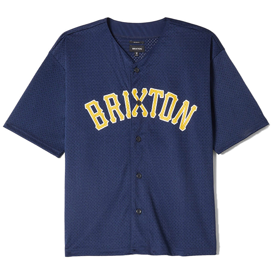 BRIXTON ( ブリクストン ) / 半袖メッシュジャージー ベースボールシャツ  / MESH BASEBALL JERSEY - WASHED NAVY / 23005-WANAV