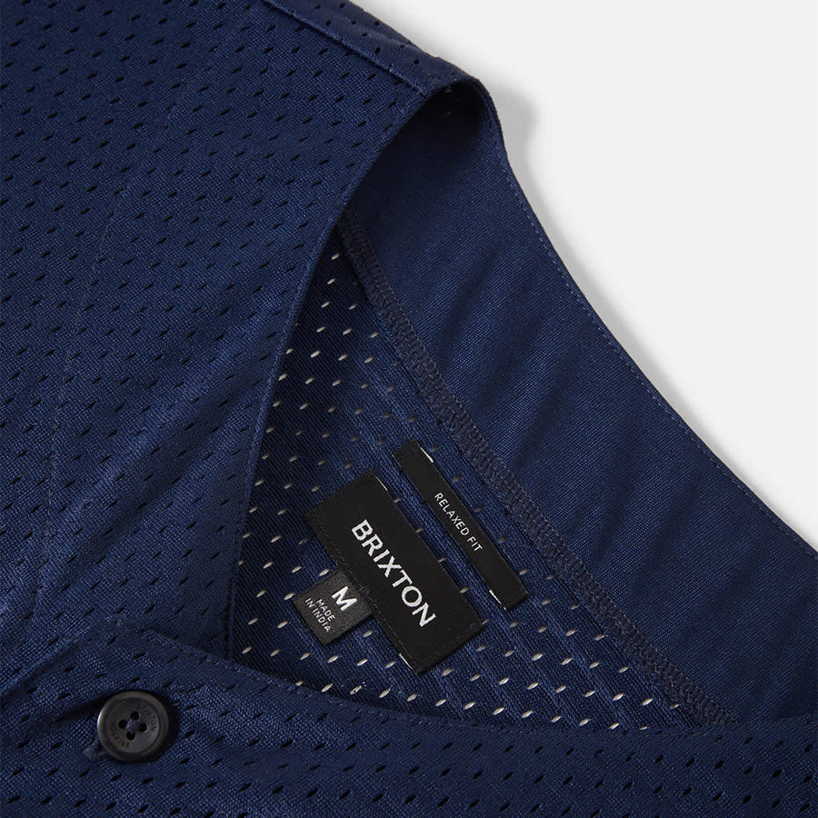BRIXTON ( ブリクストン ) / 半袖メッシュジャージー ベースボールシャツ  / MESH BASEBALL JERSEY - WASHED NAVY / 23005-WANAV