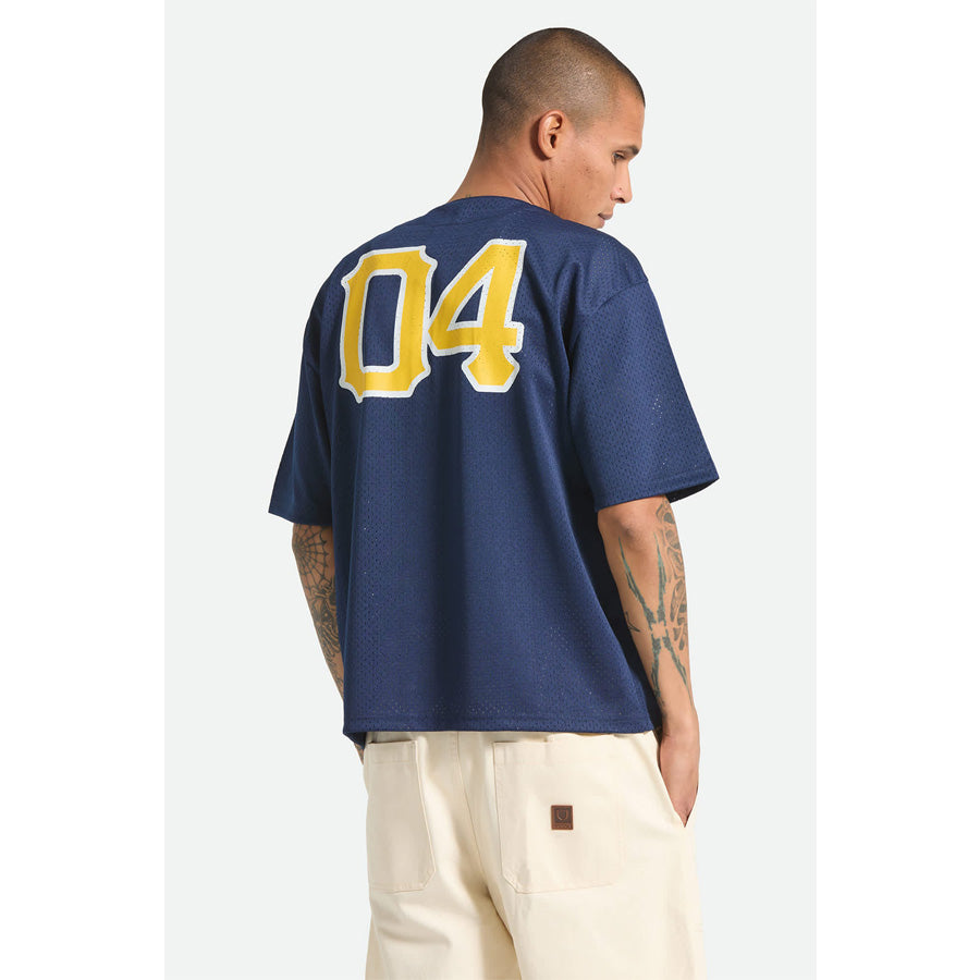 BRIXTON ( ブリクストン ) / 半袖メッシュジャージー ベースボールシャツ  / MESH BASEBALL JERSEY - WASHED NAVY / 23005-WANAV