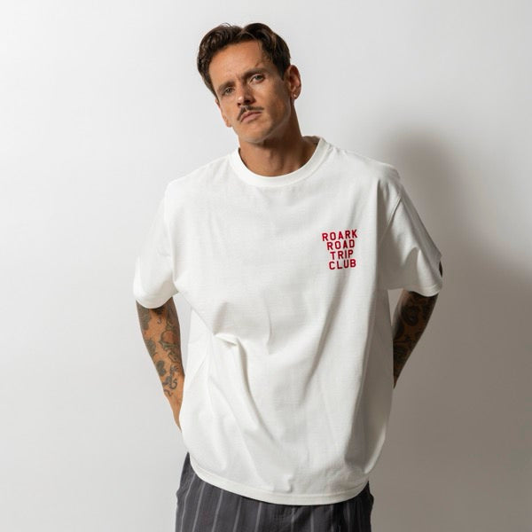 ROARK (ロアーク) / 半袖ドライTシャツ / "ROAD TRIP CLUB" FINE TECH DRY TEE - WHITE / RTJF1220-WHT / メンズ