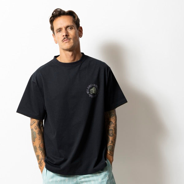 ROARK (ロアーク) /  厚手 コットンライク 半袖ドライTシャツ / "WILD BY NATURE" FINE TECH DRY TEE - BLACK / RTJF1222 / メンズ
