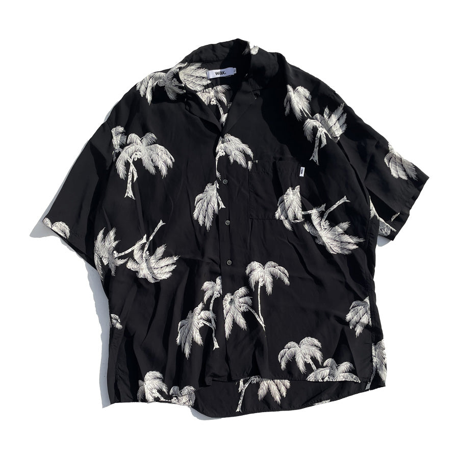 WAX(ワックス)  / 半袖 アロハシャツ / ALOHA SHIRTS - BLACK / WX-0502 / メンズ THM 日本製