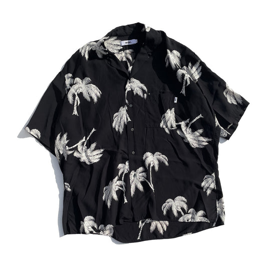 WAX(ワックス)  / 半袖 アロハシャツ / ALOHA SHIRTS - BLACK / WX-0502 / メンズ THM 日本製
