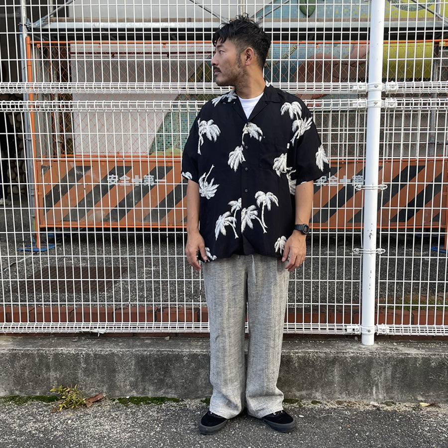 WAX(ワックス)  / 半袖 アロハシャツ / ALOHA SHIRTS - BLACK / WX-0502 / メンズ THM 日本製