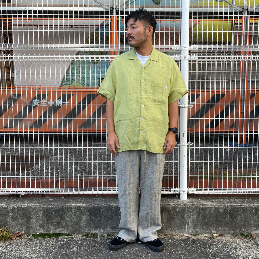 WAX(ワックス)  / 半袖 リネンシャツ / LINEN SHIRTS - YELLOW / WX-0504 / メンズ THM 日本製