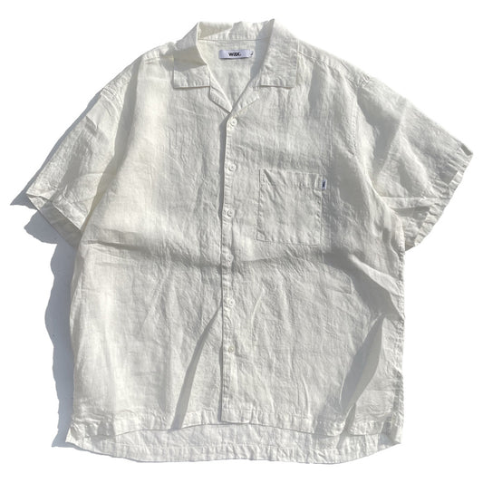 WAX(ワックス)  / 半袖 リネンシャツ / LINEN SHIRTS - WHITE / WX-0504 / メンズ THM 日本製