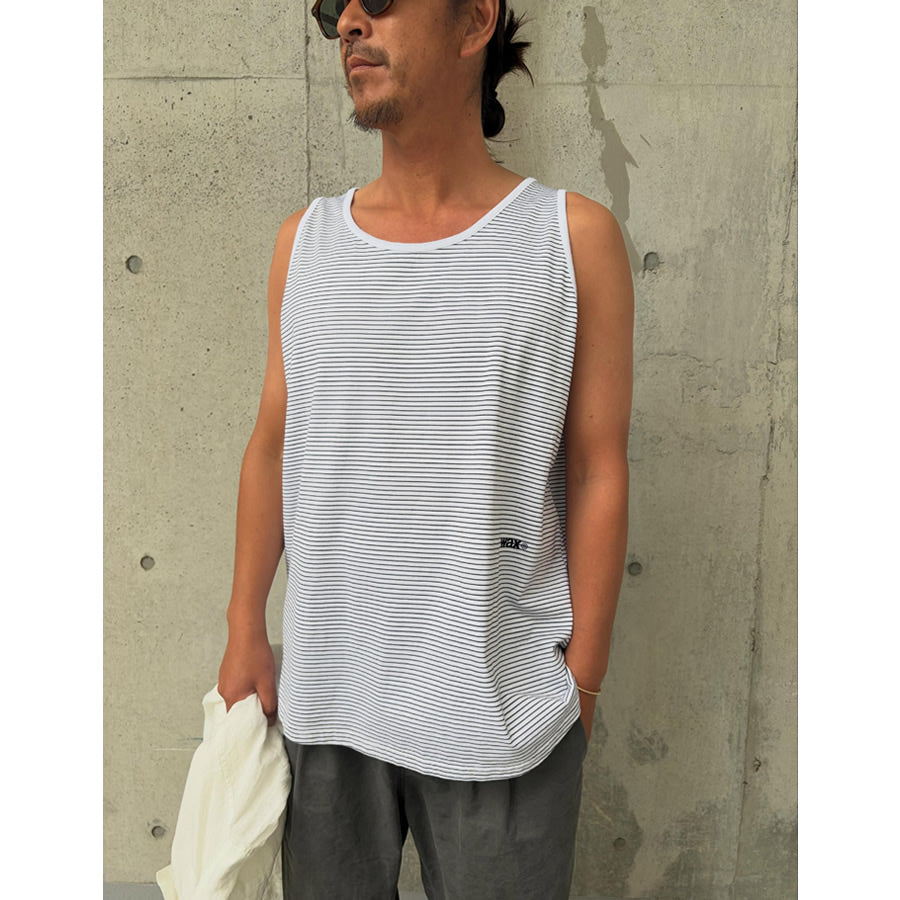 WAX(ワックス) / タンクトップ / PIN STRIPE TANK TOP - WHITE / WX-0506 / メンズ 日本製