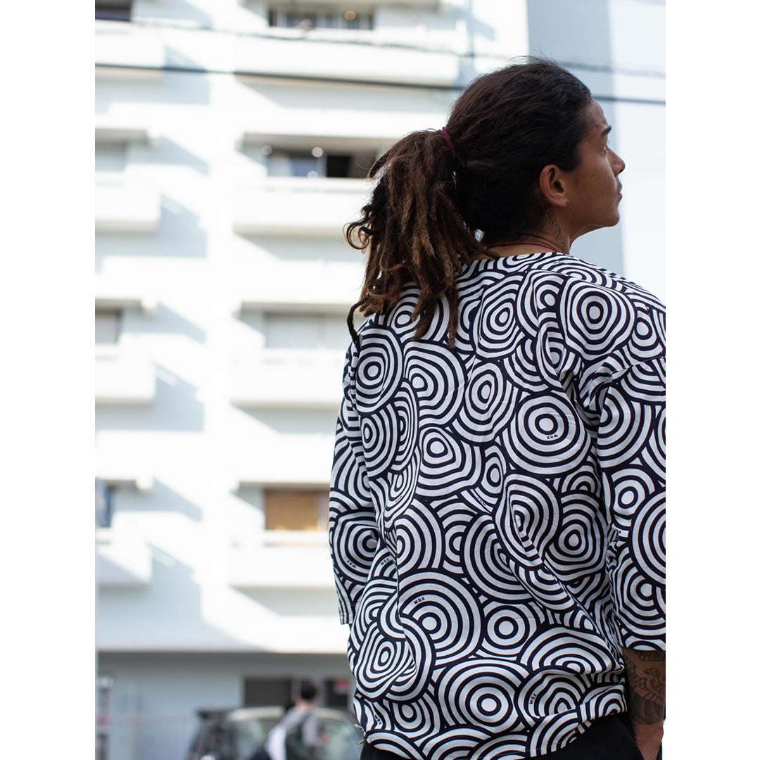 WAX(ワックス) / 鯉口シャツ / Koikuchi-shirts "Guru Guru" - 白 / WX-0523 / メンズ THM