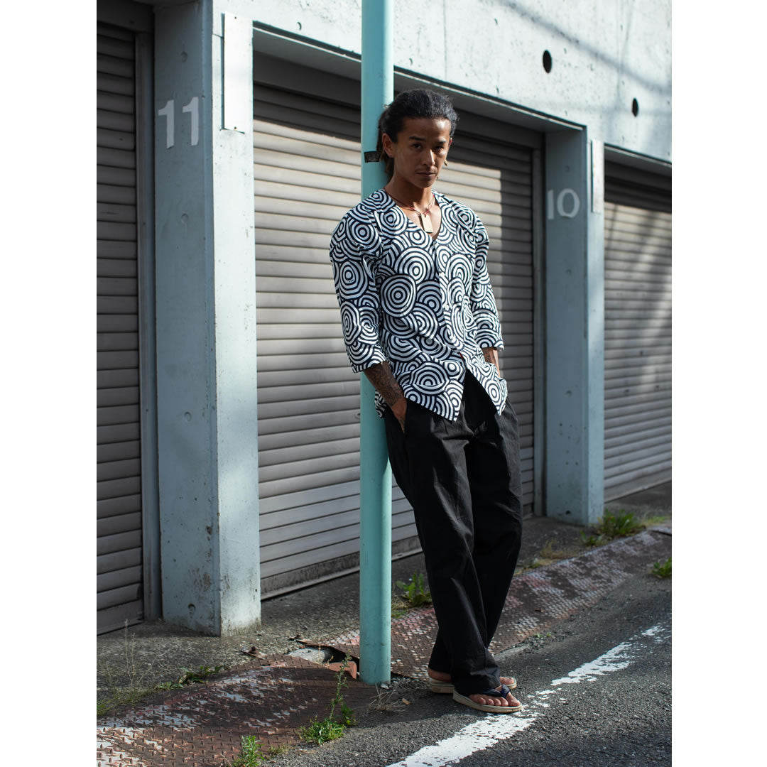 WAX(ワックス) / 鯉口シャツ / Koikuchi-shirts "Guru Guru" - 白 / WX-0523 / メンズ THM