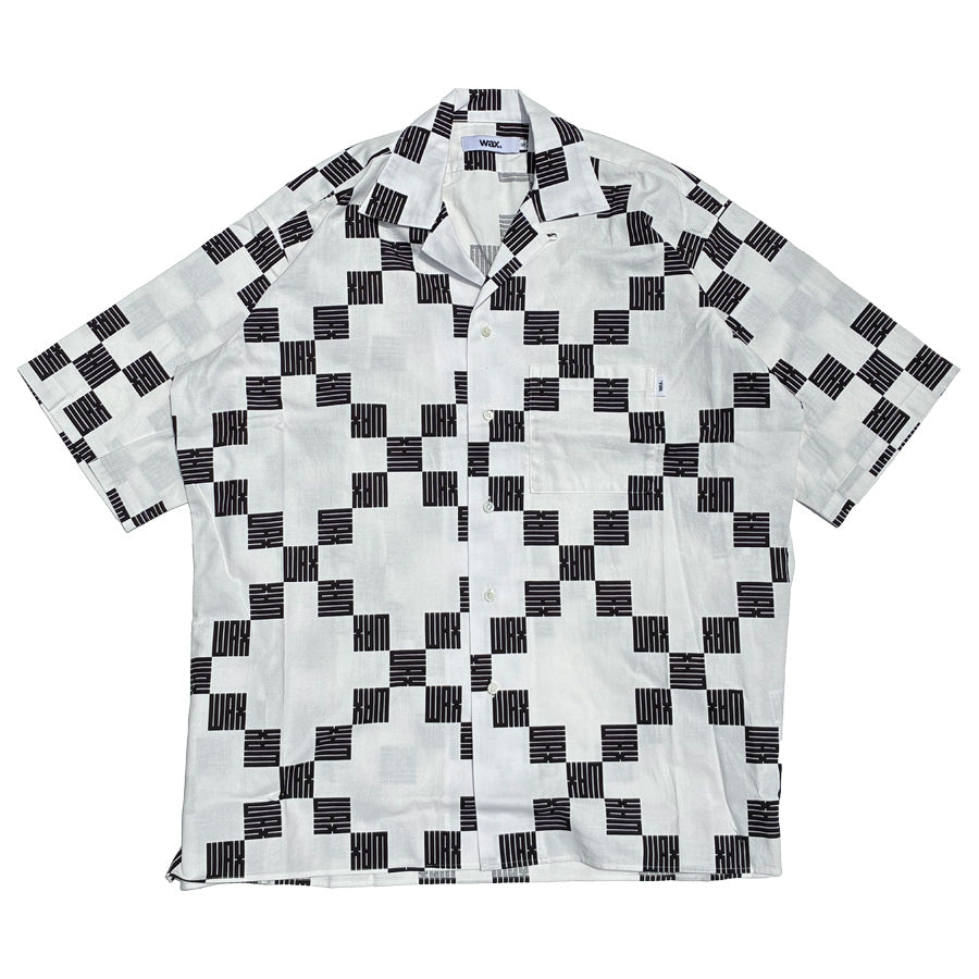WAX(ワックス) / オープンカラーシャツ 半袖 角字/ Kakuji open shirts - 白 / WX-0526 / メンズ THM