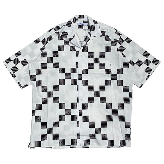 WAX(ワックス) / オープンカラーシャツ 半袖 角字/ Kakuji open shirts - 白 / WX-0526 / メンズ THM